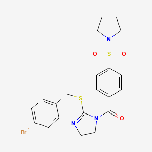 [2-[(4-Bromophenyl)methylsulfanyl]-4,5-dihydroimidazol-1-yl]-(4-pyrrolidin-1-ylsulfonylphenyl)methanone