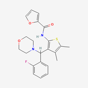 molecular formula C22H23FN2O3S B2358629 N-[3-[(2-fluorophenyl)-morpholin-4-ylmethyl]-4,5-dimethylthiophen-2-yl]furan-2-carboxamide CAS No. 618406-75-0
