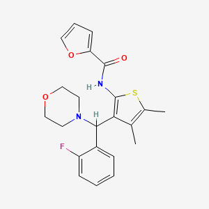 molecular formula C22H23FN2O3S B2358629 N-(3-((2-fluorophenyl)(morpholino)methyl)-4,5-dimethylthiophen-2-yl)furan-2-carboxamide CAS No. 618406-75-0