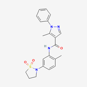 molecular formula C21H22N4O3S B2358631 N-(5-(1,1-二氧化异噻唑烷-2-基)-2-甲基苯基)-5-甲基-1-苯基-1H-吡唑-4-甲酰胺 CAS No. 1324206-62-3