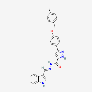 (E)-N'-((1H-indol-3-yl)methylene)-3-(4-((4-methylbenzyl)oxy)phenyl)-1H-pyrazole-5-carbohydrazide