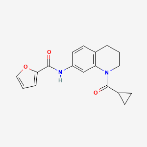 molecular formula C18H18N2O3 B2358679 N-(1-(cyclopropanecarbonyl)-1,2,3,4-tetrahydroquinolin-7-yl)furan-2-carboxamide CAS No. 898439-27-5