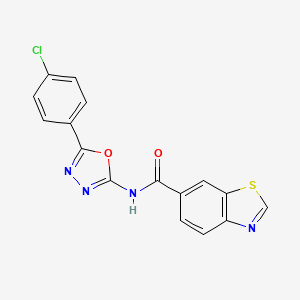 molecular formula C16H9ClN4O2S B2358695 N-[5-(4-chlorophenyl)-1,3,4-oxadiazol-2-yl]-1,3-benzothiazole-6-carboxamide CAS No. 865287-28-1