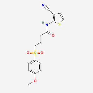 molecular formula C16H16N2O4S2 B2358696 N-(3-cyanothiophen-2-yl)-4-((4-methoxyphenyl)sulfonyl)butanamide CAS No. 941926-38-1