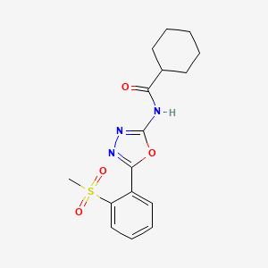 molecular formula C16H19N3O4S B2358715 N-[5-(2-methanesulfonylphenyl)-1,3,4-oxadiazol-2-yl]cyclohexanecarboxamide CAS No. 886922-66-3