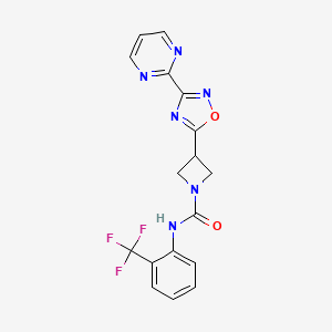 molecular formula C17H13F3N6O2 B2358718 3-(3-(pyrimidin-2-yl)-1,2,4-oxadiazol-5-yl)-N-(2-(trifluoromethyl)phenyl)azetidine-1-carboxamide CAS No. 1325686-35-8