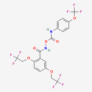 molecular formula C19H13F9N2O6 B2358752 [[2,5-bis(2,2,2-trifluoroethoxy)benzoyl]amino] N-[4-(trifluoromethoxy)phenyl]carbamate CAS No. 400078-48-0