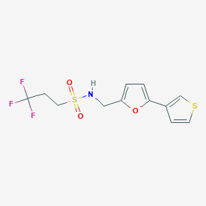 molecular formula C12H12F3NO3S2 B2358753 3,3,3-trifluoro-N-((5-(thiophen-3-yl)furan-2-yl)methyl)propane-1-sulfonamide CAS No. 2034486-68-3