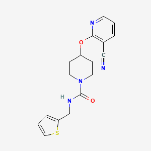 molecular formula C17H18N4O2S B2358754 4-((3-cyanopyridin-2-yl)oxy)-N-(thiophen-2-ylmethyl)piperidine-1-carboxamide CAS No. 1797127-94-6