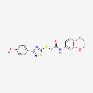 molecular formula C19H17N3O4S2 B2358764 N-(2,3-dihydro-1,4-benzodioxin-6-yl)-2-[[3-(4-methoxyphenyl)-1,2,4-thiadiazol-5-yl]sulfanyl]acetamide CAS No. 864922-42-9