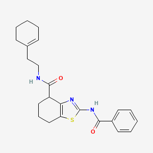 molecular formula C23H27N3O2S B2358769 2-benzamido-N-(2-(cyclohex-1-en-1-yl)ethyl)-4,5,6,7-tetrahydrobenzo[d]thiazole-4-carboxamide CAS No. 941967-26-6