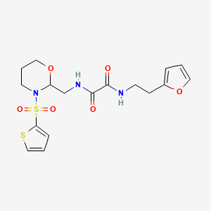 N1-(2-(furan-2-yl)ethyl)-N2-((3-(thiophen-2-ylsulfonyl)-1,3-oxazinan-2-yl)methyl)oxalamide