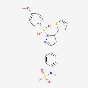 B2358771 N-(4-(1-((4-methoxyphenyl)sulfonyl)-5-(thiophen-2-yl)-4,5-dihydro-1H-pyrazol-3-yl)phenyl)methanesulfonamide CAS No. 851781-25-4