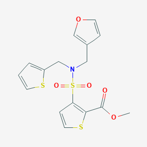 molecular formula C16H15NO5S3 B2358773 methyl 3-(N-(furan-3-ylmethyl)-N-(thiophen-2-ylmethyl)sulfamoyl)thiophene-2-carboxylate CAS No. 1428360-00-2