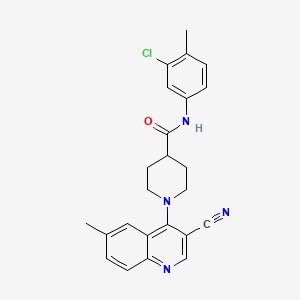 molecular formula C24H23ClN4O B2358794 N-(3-chloro-4-methylphenyl)-1-(3-cyano-6-methylquinolin-4-yl)piperidine-4-carboxamide CAS No. 1226432-09-2