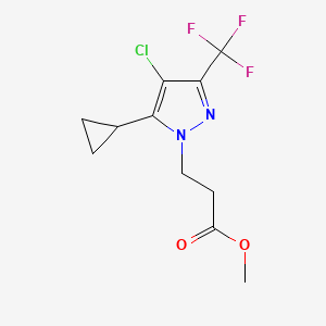 molecular formula C11H12ClF3N2O2 B2358806 Methyl 3-(4-chloro-5-cyclopropyl-3-(trifluoromethyl)-1H-pyrazol-1-yl)propanoate CAS No. 1005583-79-8