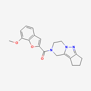 molecular formula C19H19N3O3 B2358811 (7-methoxybenzofuran-2-yl)(3,4,8,9-tetrahydro-1H-cyclopenta[3,4]pyrazolo[1,5-a]pyrazin-2(7H)-yl)methanone CAS No. 2034604-09-4