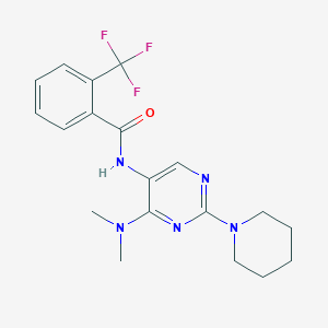 molecular formula C19H22F3N5O B2358837 N-[4-(dimethylamino)-2-(piperidin-1-yl)pyrimidin-5-yl]-2-(trifluoromethyl)benzamide CAS No. 1797224-95-3