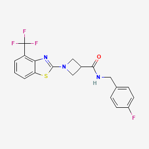 molecular formula C19H15F4N3OS B2358860 N-[(4-fluorophenyl)methyl]-1-[4-(trifluoromethyl)-1,3-benzothiazol-2-yl]azetidine-3-carboxamide CAS No. 1396875-90-3