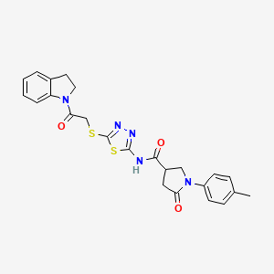 B2358871 N-(5-((2-(indolin-1-yl)-2-oxoethyl)thio)-1,3,4-thiadiazol-2-yl)-5-oxo-1-(p-tolyl)pyrrolidine-3-carboxamide CAS No. 872595-05-6