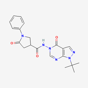 molecular formula C20H22N6O3 B2358907 N-(1-(tert-butyl)-4-oxo-1H-pyrazolo[3,4-d]pyrimidin-5(4H)-yl)-5-oxo-1-phenylpyrrolidine-3-carboxamide CAS No. 941929-96-0