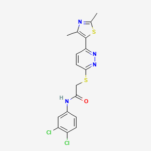 molecular formula C17H14Cl2N4OS2 B2358991 N-(3,4-dichlorophenyl)-2-((6-(2,4-dimethylthiazol-5-yl)pyridazin-3-yl)thio)acetamide CAS No. 896058-68-7