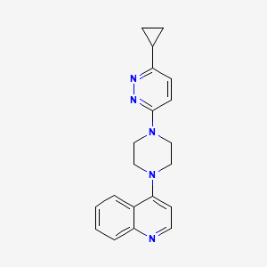 molecular formula C20H21N5 B2359005 4-[4-(6-Cyclopropylpyridazin-3-yl)piperazin-1-yl]quinoline CAS No. 2380080-87-3