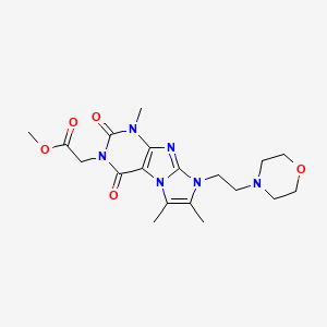 molecular formula C19H26N6O5 B2359071 methyl 2-(1,6,7-trimethyl-8-(2-morpholinoethyl)-2,4-dioxo-1H-imidazo[2,1-f]purin-3(2H,4H,8H)-yl)acetate CAS No. 938842-21-8
