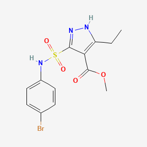 molecular formula C13H14BrN3O4S B2359081 methyl 5-(N-(4-bromophenyl)sulfamoyl)-3-ethyl-1H-pyrazole-4-carboxylate CAS No. 1305273-11-3