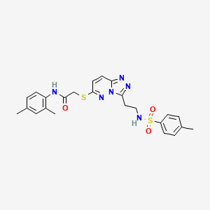 molecular formula C24H26N6O3S2 B2359083 N-(2,4-dimethylphenyl)-2-((3-(2-(4-methylphenylsulfonamido)ethyl)-[1,2,4]triazolo[4,3-b]pyridazin-6-yl)thio)acetamide CAS No. 872997-72-3