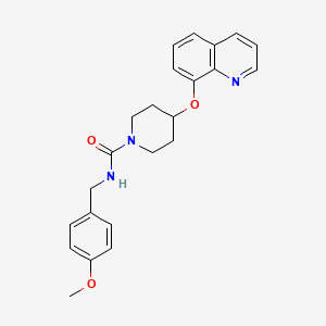 molecular formula C23H25N3O3 B2359095 N-(4-methoxybenzyl)-4-(quinolin-8-yloxy)piperidine-1-carboxamide CAS No. 2034316-84-0