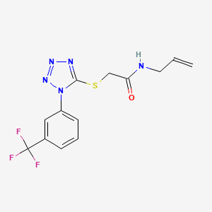 molecular formula C13H12F3N5OS B2359153 N-prop-2-enyl-2-[1-[3-(trifluoromethyl)phenyl]tetrazol-5-yl]sulfanylacetamide CAS No. 878702-40-0