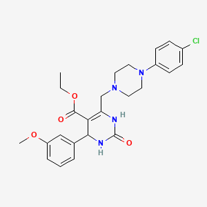 molecular formula C25H29ClN4O4 B2359195 Ethyl 6-{[4-(4-chlorophenyl)piperazin-1-yl]methyl}-4-(3-methoxyphenyl)-2-oxo-1,2,3,4-tetrahydropyrimidine-5-carboxylate CAS No. 1252916-36-1