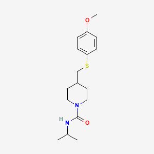 molecular formula C17H26N2O2S B2359199 N-isopropyl-4-(((4-methoxyphenyl)thio)methyl)piperidine-1-carboxamide CAS No. 1421507-36-9