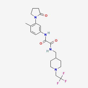 molecular formula C21H27F3N4O3 B2359232 N-[4-methyl-3-(2-oxopyrrolidin-1-yl)phenyl]-N'-{[1-(2,2,2-trifluoroethyl)piperidin-4-yl]methyl}ethanediamide CAS No. 2319719-11-2