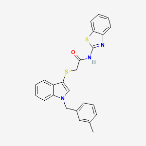 molecular formula C25H21N3OS2 B2359235 N-(1,3-benzothiazol-2-yl)-2-({1-[(3-methylphenyl)methyl]-1H-indol-3-yl}sulfanyl)acetamide CAS No. 681276-01-7