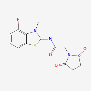 molecular formula C14H12FN3O3S B2359249 (Z)-2-(2,5-dioxopyrrolidin-1-yl)-N-(4-fluoro-3-methylbenzo[d]thiazol-2(3H)-ylidene)acetamide CAS No. 868375-76-2