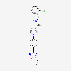 molecular formula C21H18ClN5O2 B2359326 N-(2-chlorobenzyl)-1-(4-(5-ethyl-1,2,4-oxadiazol-3-yl)phenyl)-1H-pyrazole-3-carboxamide CAS No. 1251608-28-2