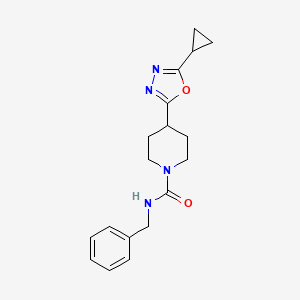 molecular formula C18H22N4O2 B2359337 N-benzyl-4-(5-cyclopropyl-1,3,4-oxadiazol-2-yl)piperidine-1-carboxamide CAS No. 1172091-00-7