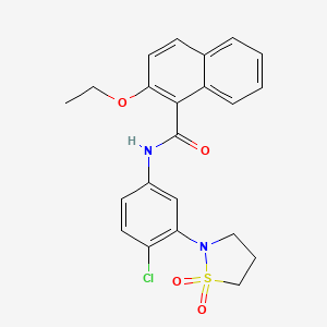 molecular formula C22H21ClN2O4S B2359338 N-(4-chloro-3-(1,1-dioxidoisothiazolidin-2-yl)phenyl)-2-ethoxy-1-naphthamide CAS No. 897619-99-7