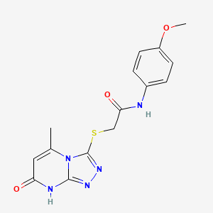 molecular formula C15H15N5O3S B2359340 N-(4-methoxyphenyl)-2-[(5-methyl-7-oxo-7,8-dihydro[1,2,4]triazolo[4,3-a]pyrimidin-3-yl)thio]acetamide CAS No. 877638-84-1