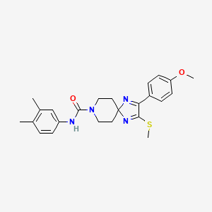 molecular formula C24H28N4O2S B2359355 N-(3,4-dimethylphenyl)-2-(4-methoxyphenyl)-3-(methylthio)-1,4,8-triazaspiro[4.5]deca-1,3-diene-8-carboxamide CAS No. 894880-91-2