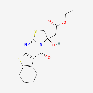 B2359417 ethyl (3-hydroxy-5-oxo-2,3,6,7,8,9-hexahydro-5H-[1]benzothieno[2,3-d][1,3]thiazolo[3,2-a]pyrimidin-3-yl)acetate CAS No. 327094-65-5