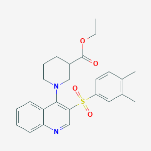 molecular formula C25H28N2O4S B2359435 Ethyl 1-(3-((3,4-dimethylphenyl)sulfonyl)quinolin-4-yl)piperidine-3-carboxylate CAS No. 872209-43-3