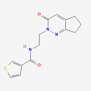 molecular formula C14H15N3O2S B2359450 N-(2-(3-oxo-3,5,6,7-tetrahydro-2H-cyclopenta[c]pyridazin-2-yl)ethyl)thiophene-3-carboxamide CAS No. 2097892-64-1