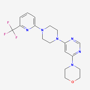 molecular formula C18H21F3N6O B2359489 4-(6-{4-[6-(Trifluoromethyl)pyridin-2-yl]piperazin-1-yl}pyrimidin-4-yl)morpholine CAS No. 2415461-53-7