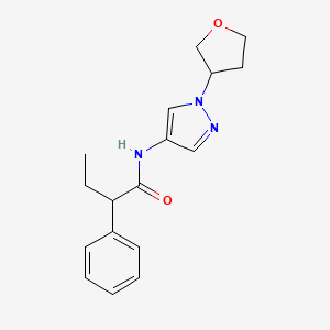 molecular formula C17H21N3O2 B2359497 N-[1-(oxolan-3-yl)-1H-pyrazol-4-yl]-2-phenylbutanamide CAS No. 1797020-57-5