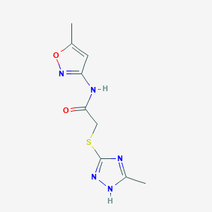 molecular formula C9H11N5O2S B2359546 N-(5-methyl-1,2-oxazol-3-yl)-2-[(5-methyl-4H-1,2,4-triazol-3-yl)sulfanyl]acetamide CAS No. 309289-13-2