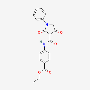 molecular formula C20H18N2O5 B2359555 Ethyl 4-(2,4-dioxo-1-phenylpyrrolidine-3-carboxamido)benzoate CAS No. 823823-51-4