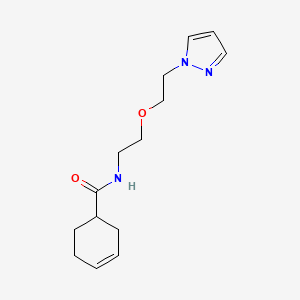 molecular formula C14H21N3O2 B2359571 N-{2-[2-(1H-pyrazol-1-yl)ethoxy]ethyl}cyclohex-3-ene-1-carboxamide CAS No. 2097921-04-3